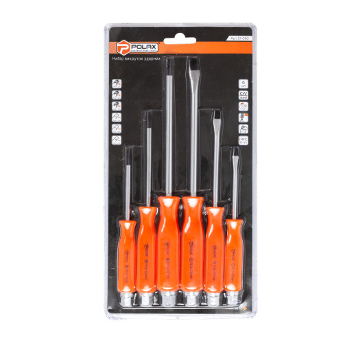 Набор отверток Polax ударные 6 предметов (51-063) Набор отверток Polax ударные 6 предметов (51-063)