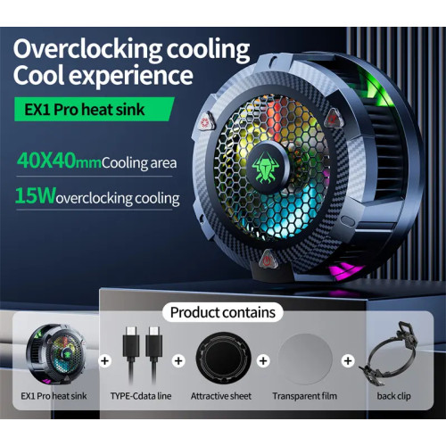 Магнитный-зажимный 2в1 полупроводниковый радиатор-вентилятор для смартфона активное охлаждение Plextone EX1 PRO Магнитный-зажимный 2в1 полупроводниковый радиатор-вентилятор для смартфона активное охлаждение Plextone EX1 PRO