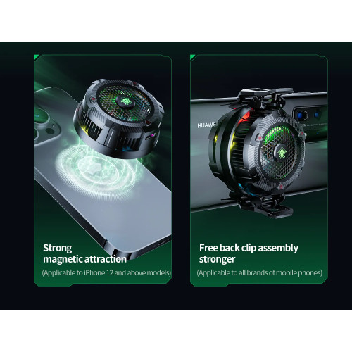 Магнитный-зажимный 2в1 полупроводниковый радиатор-вентилятор для смартфона активное охлаждение Plextone EX1 PRO Магнитный-зажимный 2в1 полупроводниковый радиатор-вентилятор для смартфона активное охлаждение Plextone EX1 PRO