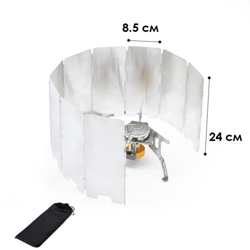 Складной ветрозащитный экран SEAROCK SRTF-003 12 для кемпинга с чехлом Складной ветрозащитный экран SEAROCK SRTF-003 12 для кемпинга с чехлом