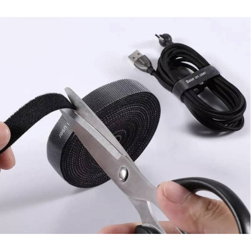 Фиксатор хомут лента BASEUS стяжка липучка для фиксации проводов 3м Чёрный Фиксатор хомут лента BASEUS стяжка липучка для фиксации проводов 3м Чёрный