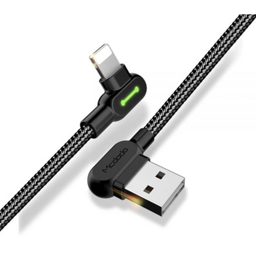Двухсторонний зарядный кабель для iPhone iPad McDodo 90° USB to Lightning с LED подсветкой 50 см Двухсторонний зарядный кабель для iPhone iPad McDodo 90° USB to Lightning с LED подсветкой 50 см
