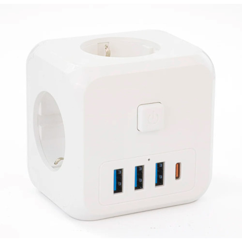 Тройник удлинитель cетевой фильтр Lencent с заземлением Белый Тройник удлинитель cетевой фильтр Lencent с заземлением Белый