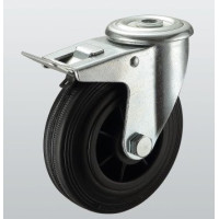 Колесо поворотное SNB с отверстием и тормозом STANDART 160 мм (1206-ST-160-P)