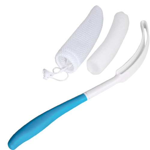 Щетка для душа массажная с длинной ручкой Lesko 26879 380 мм Бело-синий (10736-58160) Щетка для душа массажная с длинной ручкой Lesko 26879 380 мм Бело-синий (10736-58160)