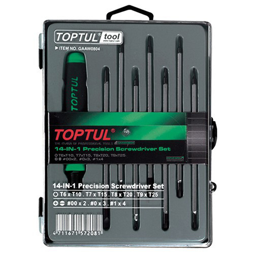 Набор отверток для точных работ 14 в 1 TOPTUL (T5-T20,PH,SL) GAAW0804 Набор отверток для точных работ 14 в 1 TOPTUL (T5-T20,PH,SL) GAAW0804