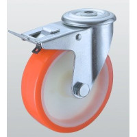 Колесо поворотное STANDART с отверстием и тормозом Longway 200 мм (4306-ST-200-R)