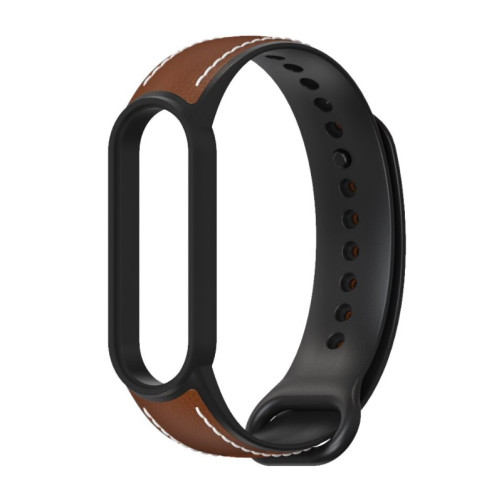 Ремешок для Xiaomi Mi Band 5 | 6 силікон + кожа MiJobs Коричнево Черный (1540703) Ремешок для Xiaomi Mi Band 5 | 6 силікон + кожа MiJobs Коричнево Черный (1540703)