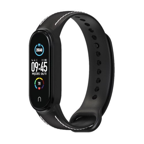 Ремешок для Xiaomi Mi Band 5 | 6 силикон + кожа MiJobs Черный (1540701) Ремешок для Xiaomi Mi Band 5 | 6 силикон + кожа MiJobs Черный (1540701)