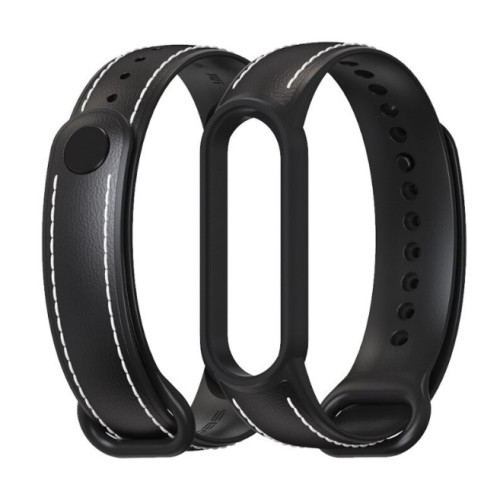 Ремешок для Xiaomi Mi Band 5 | 6 силикон + кожа MiJobs Черный (1540701) Ремешок для Xiaomi Mi Band 5 | 6 силикон + кожа MiJobs Черный (1540701)